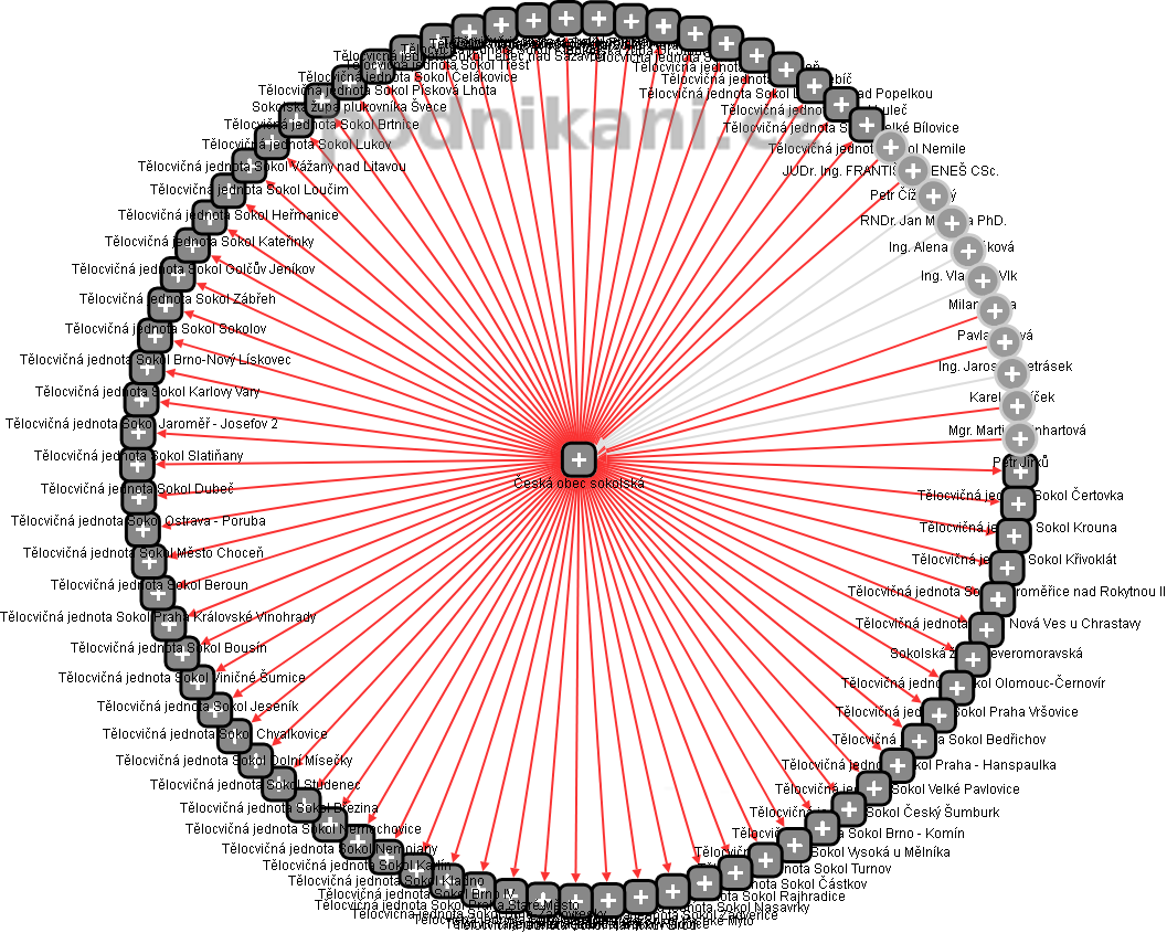 Česká obec sokolská - obrázek vizuálního zobrazení vztahů obchodního rejstříku