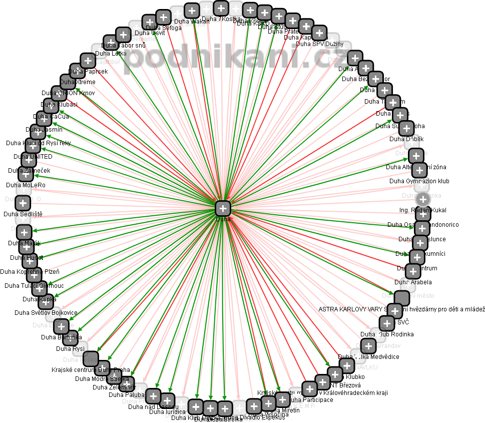 Duha - obrázek vizuálního zobrazení vztahů obchodního rejstříku