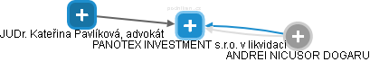 PANOTEX INVESTMENT s.r.o. v likvidaci - obrázek vizuálního zobrazení vztahů obchodního rejstříku