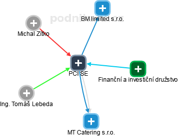 PCI SE - obrázek vizuálního zobrazení vztahů obchodního rejstříku