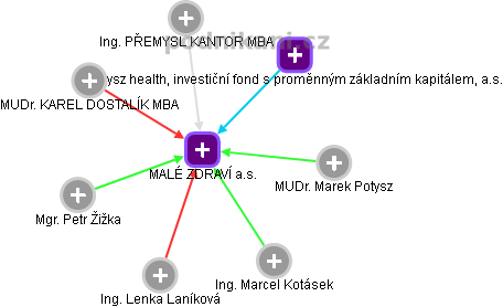 MALÉ ZDRAVÍ a.s. - obrázek vizuálního zobrazení vztahů obchodního rejstříku