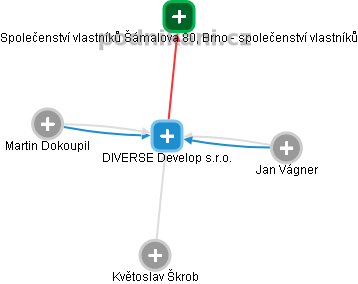 DIVERSE Develop s.r.o. - obrázek vizuálního zobrazení vztahů obchodního rejstříku