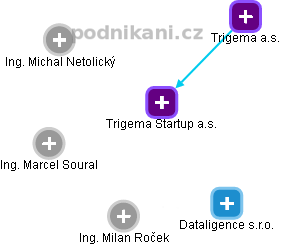 Trigema Startup a.s. - obrázek vizuálního zobrazení vztahů obchodního rejstříku