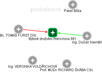 Bytové družstvo Werichova 981 - obrázek vizuálního zobrazení vztahů obchodního rejstříku