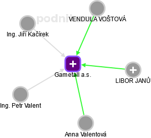 Gametall a.s. - obrázek vizuálního zobrazení vztahů obchodního rejstříku