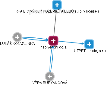 Insolvenční v.o.s. - obrázek vizuálního zobrazení vztahů obchodního rejstříku
