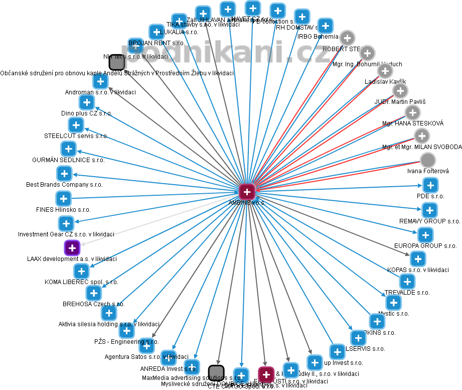 AMBINS v.o.s. - obrázek vizuálního zobrazení vztahů obchodního rejstříku