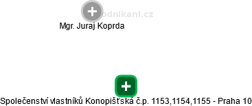 Společenství vlastníků Konopišťská č.p. 1153,1154,1155 - Praha 10 - obrázek vizuálního zobrazení vztahů obchodního rejstříku