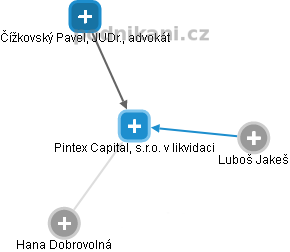Pintex Capital, s.r.o. v likvidaci - obrázek vizuálního zobrazení vztahů obchodního rejstříku