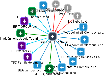 TESSELA HOLDING SE - obrázek vizuálního zobrazení vztahů obchodního rejstříku