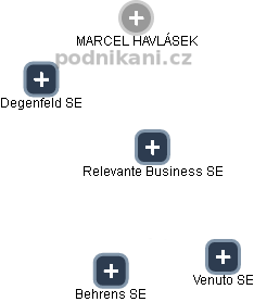 Relevante Business SE - obrázek vizuálního zobrazení vztahů obchodního rejstříku