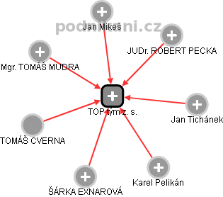 TOP tým z. s. - obrázek vizuálního zobrazení vztahů obchodního rejstříku