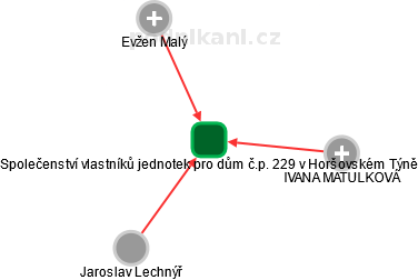 Společenství vlastníků jednotek pro dům č.p. 229 v Horšovském Týně - obrázek vizuálního zobrazení vztahů obchodního rejstříku