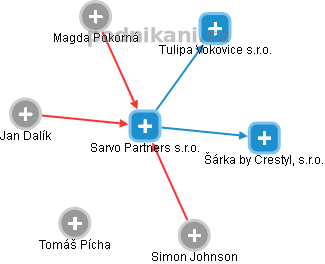 Sarvo Partners s.r.o. - obrázek vizuálního zobrazení vztahů obchodního rejstříku