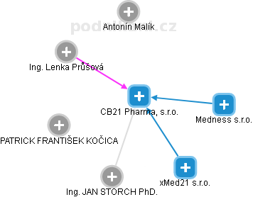 CB21 Pharma, s.r.o. - obrázek vizuálního zobrazení vztahů obchodního rejstříku
