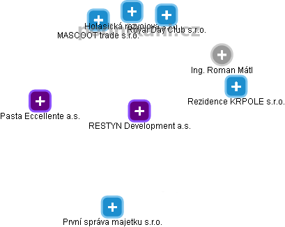 RESTYN Development a.s. - obrázek vizuálního zobrazení vztahů obchodního rejstříku