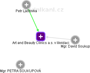 Art and Beauty Clinics a.s. v likvidaci - obrázek vizuálního zobrazení vztahů obchodního rejstříku