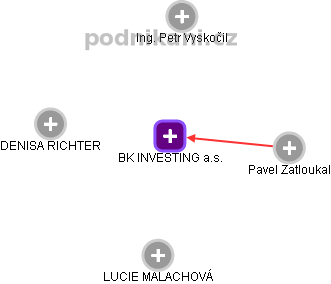 BK INVESTING a.s. - obrázek vizuálního zobrazení vztahů obchodního rejstříku