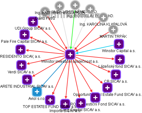 Winstor investiční společnost a.s. - obrázek vizuálního zobrazení vztahů obchodního rejstříku