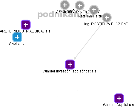 Winstor investiční společnost a.s. - obrázek vizuálního zobrazení vztahů obchodního rejstříku