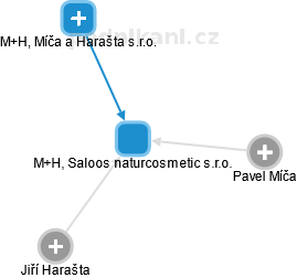 M+H, Saloos naturcosmetic s.r.o. - obrázek vizuálního zobrazení vztahů obchodního rejstříku