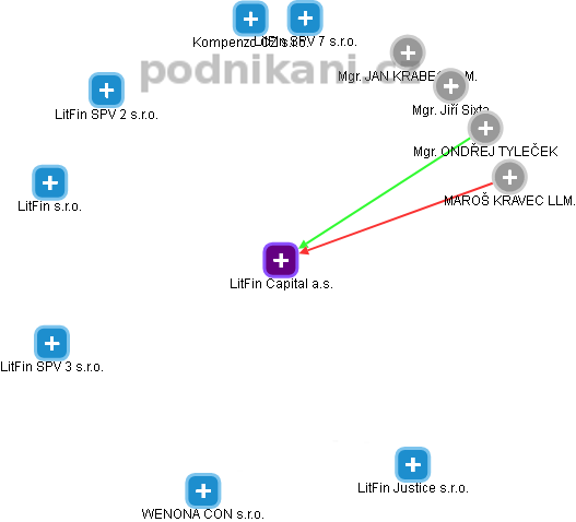 LitFin Capital a.s. - obrázek vizuálního zobrazení vztahů obchodního rejstříku