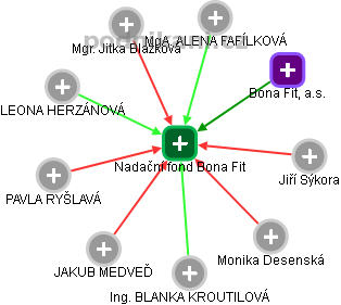 Nadační fond Bona Fit - obrázek vizuálního zobrazení vztahů obchodního rejstříku