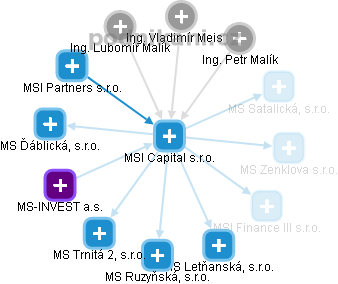 MSI Capital s.r.o. - obrázek vizuálního zobrazení vztahů obchodního rejstříku