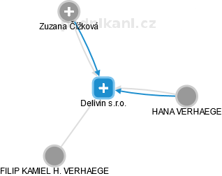 Delivin s.r.o. - obrázek vizuálního zobrazení vztahů obchodního rejstříku