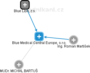 Blue Medical Central Europe, s.r.o. - obrázek vizuálního zobrazení vztahů obchodního rejstříku