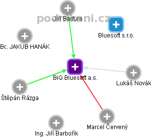 BiQ Bluesoft a.s. - obrázek vizuálního zobrazení vztahů obchodního rejstříku