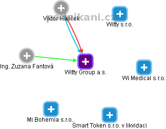 Witty Group a.s. - obrázek vizuálního zobrazení vztahů obchodního rejstříku