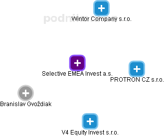 Selective EMEA Invest a.s. - obrázek vizuálního zobrazení vztahů obchodního rejstříku