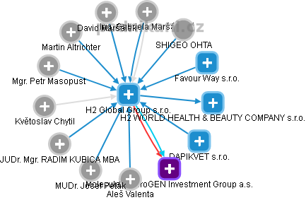 H2 Global Group s.r.o. - obrázek vizuálního zobrazení vztahů obchodního rejstříku