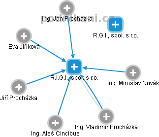R.I.G.I., spol. s r.o. - obrázek vizuálního zobrazení vztahů obchodního rejstříku