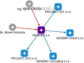 GENEMO a.s. - obrázek vizuálního zobrazení vztahů obchodního rejstříku