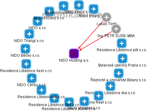 NIDO Holding a.s. - obrázek vizuálního zobrazení vztahů obchodního rejstříku