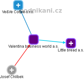 Valentina business world a.s. - obrázek vizuálního zobrazení vztahů obchodního rejstříku