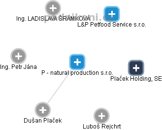 P - natural production s.r.o. - obrázek vizuálního zobrazení vztahů obchodního rejstříku