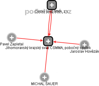 Jihomoravský krajský svaz ČSMMA, pobočný spolek - obrázek vizuálního zobrazení vztahů obchodního rejstříku