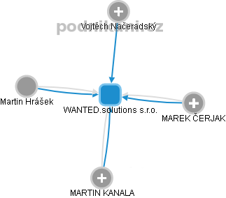WANTED.solutions s.r.o. - obrázek vizuálního zobrazení vztahů obchodního rejstříku
