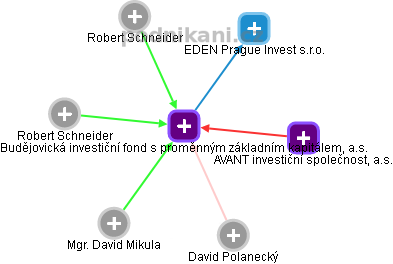 Budějovická investiční fond s proměnným základním kapitálem, a.s. - obrázek vizuálního zobrazení vztahů obchodního rejstříku