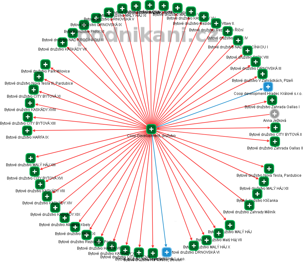 Coop Development, družstvo - obrázek vizuálního zobrazení vztahů obchodního rejstříku