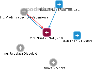 VJV INSOLVENCE, v.o.s. - obrázek vizuálního zobrazení vztahů obchodního rejstříku