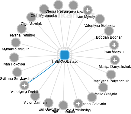 TIBERVOL s.r.o. - obrázek vizuálního zobrazení vztahů obchodního rejstříku
