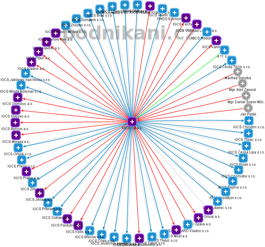 IGCS CZ a.s. - obrázek vizuálního zobrazení vztahů obchodního rejstříku
