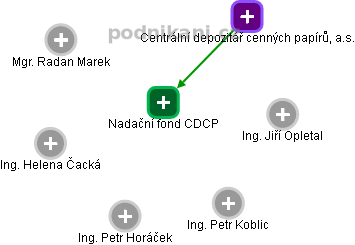 Nadační fond CDCP - obrázek vizuálního zobrazení vztahů obchodního rejstříku