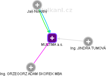 MULTIMA a.s. - obrázek vizuálního zobrazení vztahů obchodního rejstříku