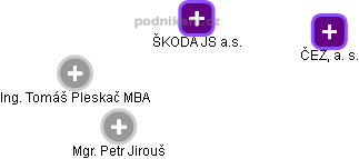 ŠKODA JS a.s. - náhled vizuálního zobrazení vztahů obchodního rejstříku