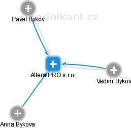 Altera PRO s.r.o. - obrázek vizuálního zobrazení vztahů obchodního rejstříku